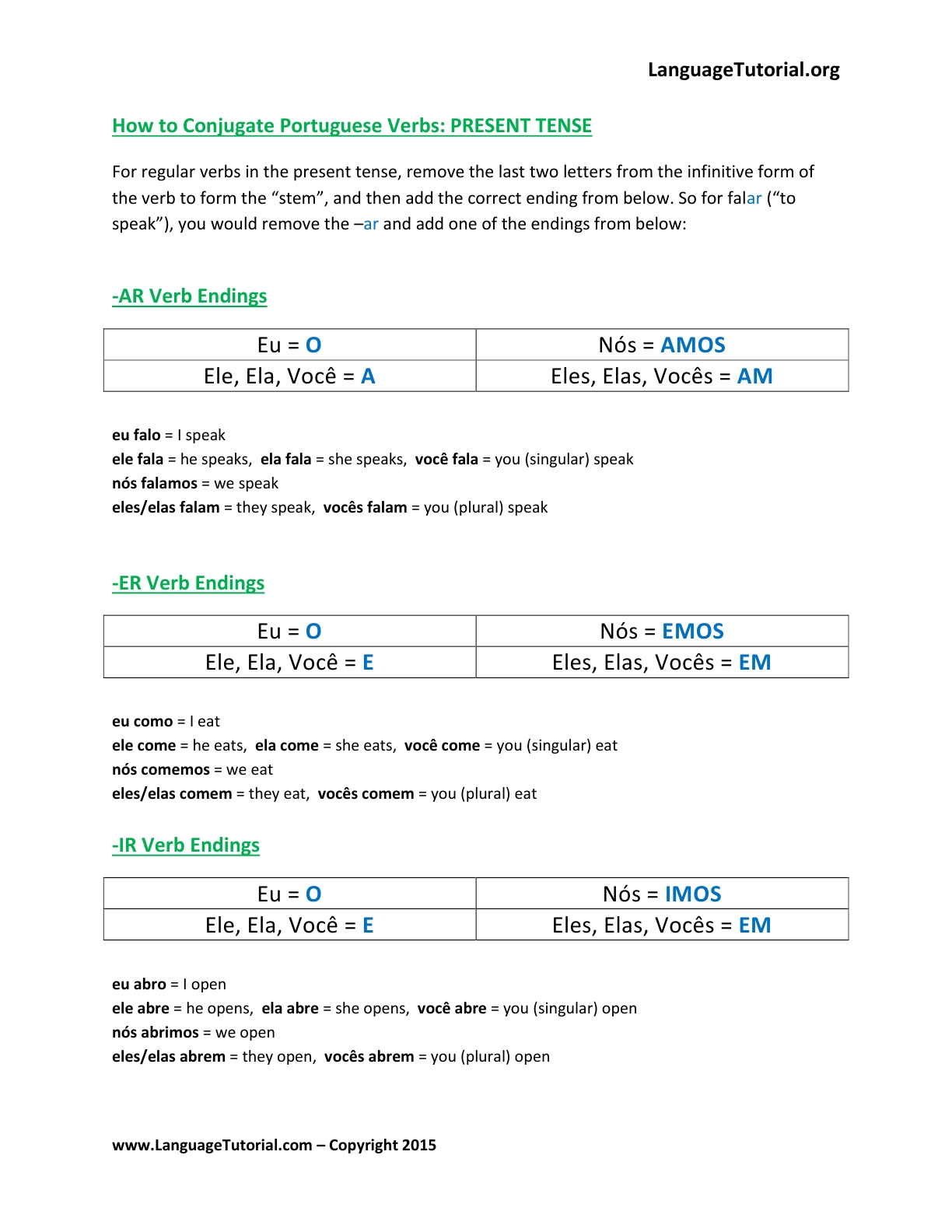 assignment in portuguese language